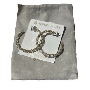 Kendra Scott Jolie Hoop Earrings Iridescent Dichroic Glass Gold Plated